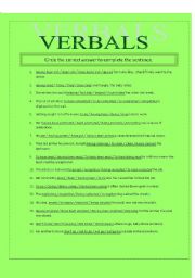 English worksheet: Verbals (Gerunds, Infinitives, Participles)