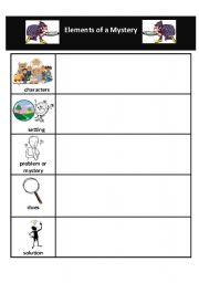 English Worksheet: Elements of a Mystery