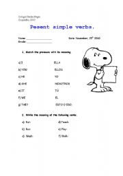 English Worksheet: present simple verbs
