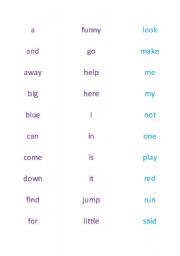 English Worksheet: High Frequency Word Labels