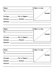 English Worksheet: Vocabulary organizer