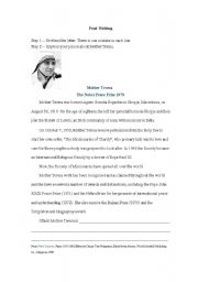 English worksheet: Reading: Mother Teresa