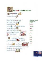English Worksheet: Rudolph the Red-Nosed Reindeer. Match the pictures and the words. (This will print correctly even though it appears wrong in the scroll. Not sure why it does.)