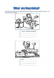 English worksheet: What are they doing?