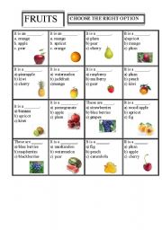 English Worksheet: FRUITS