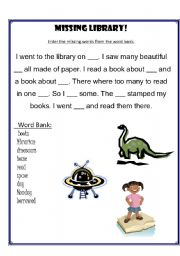 English worksheet: Library vocab