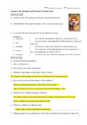 English worksheet: The Adventures of Tom Sawyer by Mark Twain