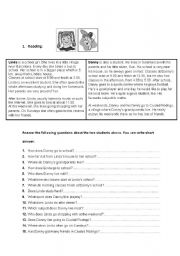 English Worksheet: reading 