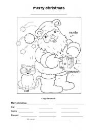 English Worksheet: Colouring SANTA