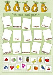 English Worksheet: Fruit - cut out & paste