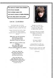 English worksheet: LoveMe - Justin Bibier