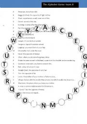 English Worksheet: alphabet game