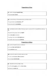 English Worksheet: Prepositions of time and place