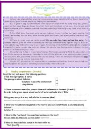 English Worksheet: 9TH FORM FULL TERM TEST