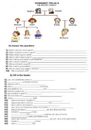 English Worksheet: family tree