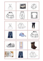 English Worksheet: CLOTHES BINGO