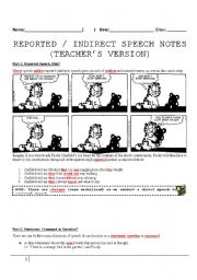 English Worksheet: Dummys Guide to Reported Speech: Command, Statement, Question (Answers Provided)