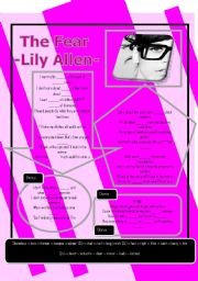 English Worksheet: Song by Lily Allen  The Fear.