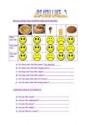 English Worksheet: Do you like?