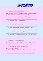English Worksheet: reported speech