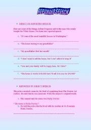 English worksheet: reported speech