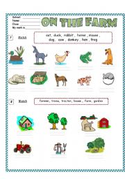 English Worksheet: Farm Animals /  Vocabulary & Writing ( for beginners)  3 pages