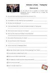 English Worksheet: Friends - Thanksgiving