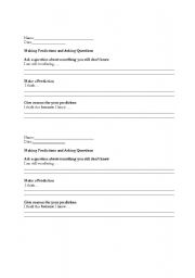 English Worksheet: Making Predictions Reading Strategy 