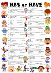 English Worksheet: Exercises on HAS & HAVE (Editable with Key)