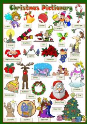 English Worksheet: CHRISTMAS PICTIONARY