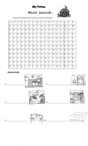 English worksheet: Rooms at home