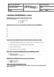 English Worksheet: end-term-test third year