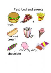 English Worksheet: fast food and sweets