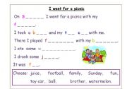English Worksheet: I went for a picnic