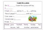 English worksheet: I went for a picnic