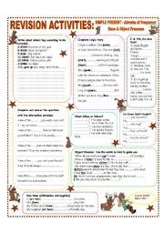 English Worksheet: REVISION ACTIVITES HANDOUT WITH SIMPLE PRESENT - ADVERBS OF FREQUENCY - OBJECT PRONOUNS & HAVE (American English) instead of have got