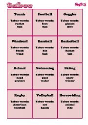 English Worksheet: sports taboo