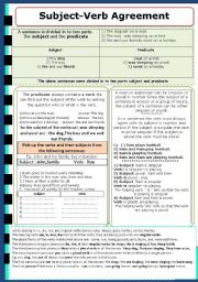 English Worksheet: Subject - Verb Agreement