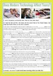 English Worksheet: DOES MODERN TECHNOLOGY AFFECT TEENS?