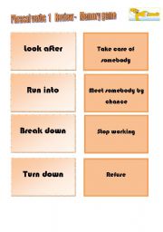 English Worksheet: PHRASAL VERBS 1-  MEMORY GAME