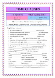 English Worksheet: TIME CLAUSES 