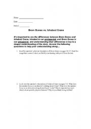 English Worksheet: Brom Bones vs. Ichabod Crane