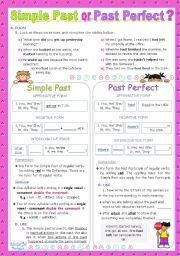 English Worksheet: Simple  Past  or  Past  Perfect?  -  An Inductive Approach