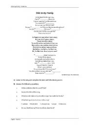 English worksheet: Ode to my Family
