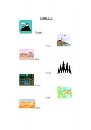 English Worksheet: Types of Terrain Vocabulary