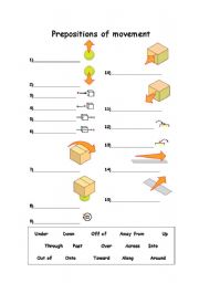 English Worksheet: Prepositions of Movement