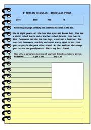 3rd PERSON SINGULAR - IRREGULAR VERBS