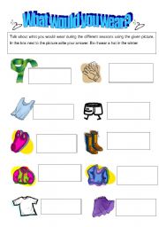 English worksheet: What would you wear?