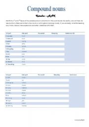 English Worksheet: Compound nouns