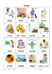 English Worksheet: simple verbs (pictionary)